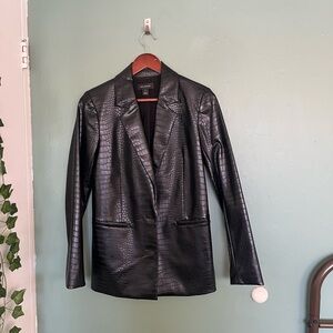 Halogen Black Faux-Leather Blazer